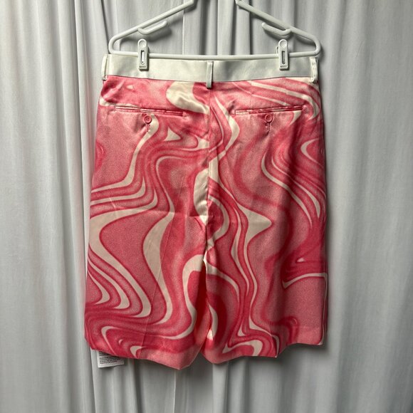 ASOS Design Mens Pink White Marble Print Board Shorts Size W34 Satin Casual - Picture 3 of 7